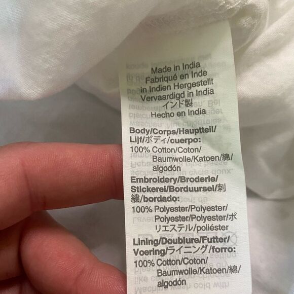 J. Crew White Eyelet Cotton Long Sleeve Tie Back Blouse - Picture 6 of 12